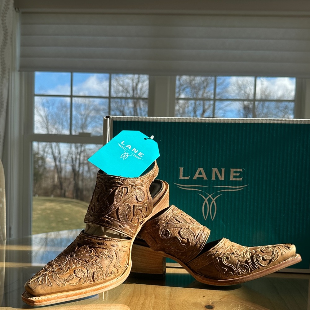 Lane Women's Tan Embroidered Mules